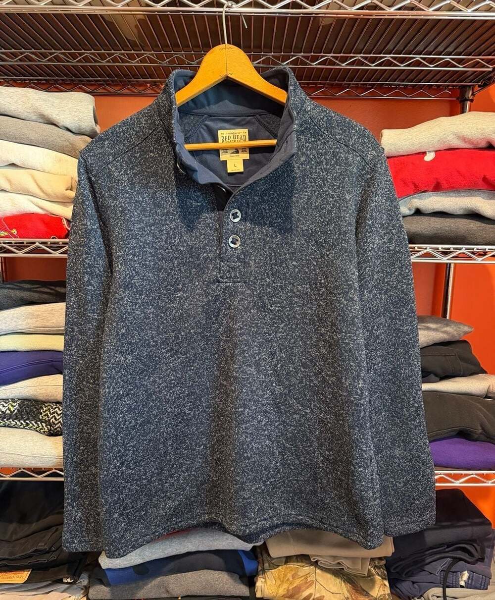 Redhead Brand Co Sweater Henley Pullover Mens Large Blue Heather